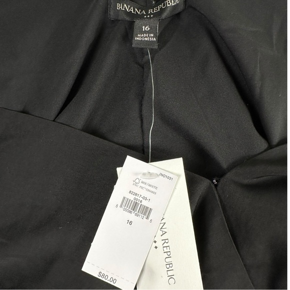 Banana Republic Women Cropped Wrap Balloon Sleeve Blouse Size 16 Black NWT - Picture 6 of 7